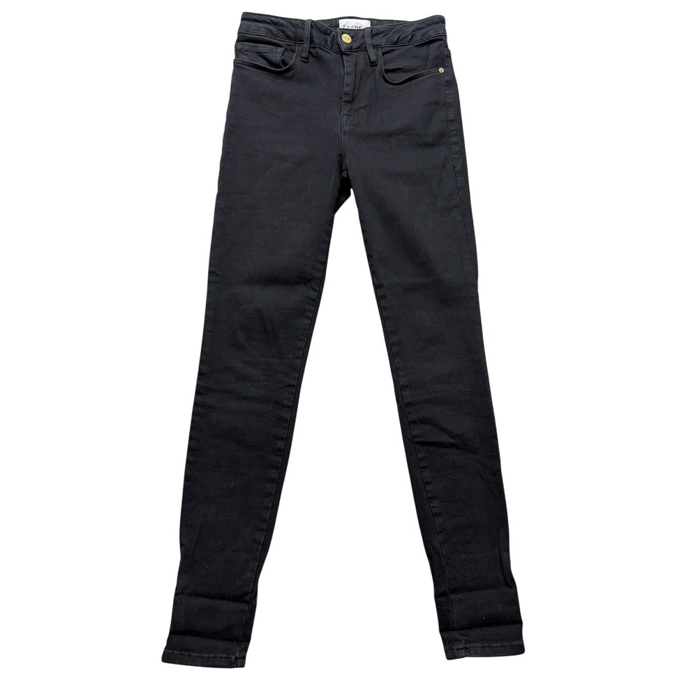 FRAME‎ Le One Skinny Jeans Womens 1 Black Dark Wash Mid Rise Stretch Denim